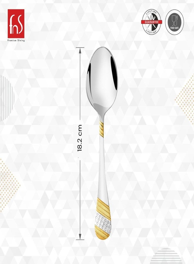 FnS Imperio Stainless Steel Dinner Spoon 24 Karat Gold Plated on Handle (Set of 6) - Image 2